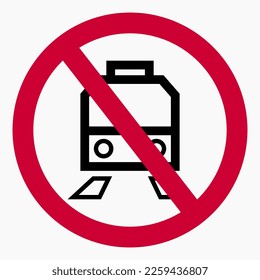 No public transport. There is no tram. Train ban. Vector icon.