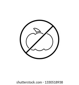No Pumpkin icon. Simple thin line, outline vector of Halloween ban, prohibition, forbid icons for UI and UX, website or mobile application