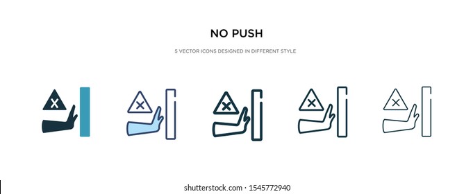 no push icon in different style vector illustration. two colored and black no push vector icons designed in filled, outline, line and stroke style can be used for web, mobile, ui