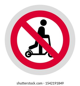 No push scooter forbidden sign, modern round sticker