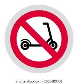 No push scooter forbidden sign, modern round sticker