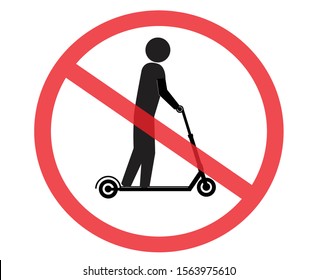 No Push Scooter forbidden sign, Accident prevention signs, prohibited or banned sign, vector illustration.