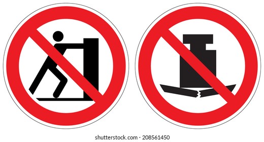 No Pushing, No Heavy Load Signs (eps 10)