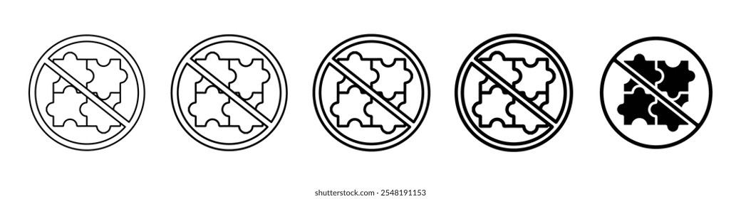 no hay icono de rompecabezas Conjunto de logotipo de línea delgada simple
