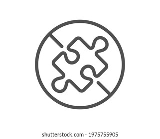 No Puzzle line icon. Jigsaw piece sign. Business challenge symbol. Quality design element. Linear style no puzzle icon. Editable stroke. Vector