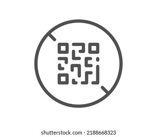 No QR code line icon. Scan barcode sign. Stop certificate symbol. Quality design element. Linear style qr code icon. Editable stroke. Vector