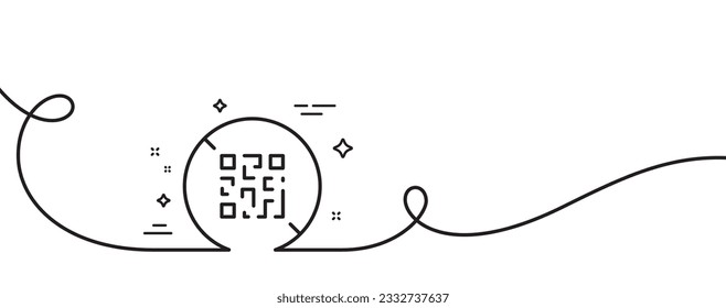 No QR code line icon. Continuous one line with curl. Scan barcode sign. Stop certificate symbol. Qr code single outline ribbon. Loop curve pattern. Vector