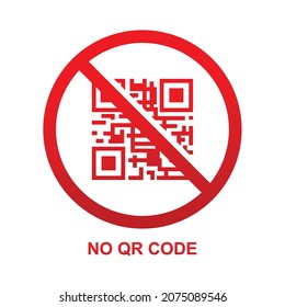 No QR code sign isolated on white background vector illustration.