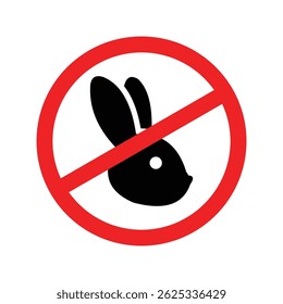 No Rabbits Allowed Sign – Pet Restriction Symbol with Bunny Silhouette in Red Prohibition Circle