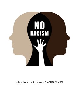 No racial discrimination campaign design. Social movement motivate against stop racism. Vector illustration