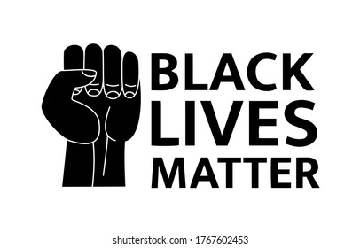 No racism  black lives matter quote and silhouette hand poster isolated on white background. Social problems of racism concept. Vector flat style illustration best for banner, template,