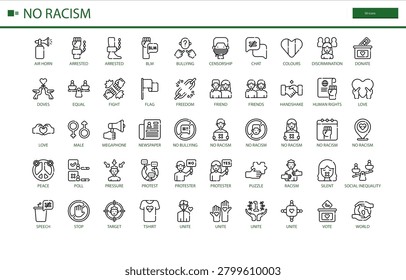 No Racism Equality Diversity Unity Human Rights Icon Set