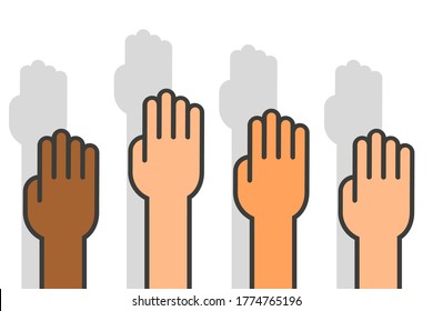 No hay íconos de la mano racista. Ilustración vectorial en diseño plano