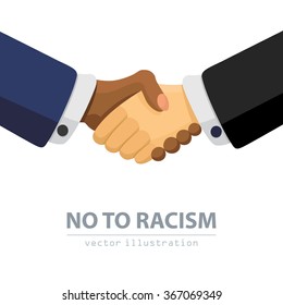 No to Racism. Handshake businessman agreement. Vector illustration