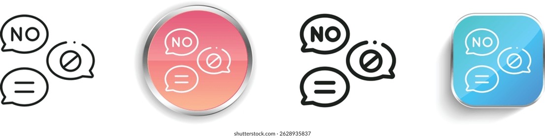 no racism icon. Thin Linear, Regular and Button Style Design Isolated On White Background
