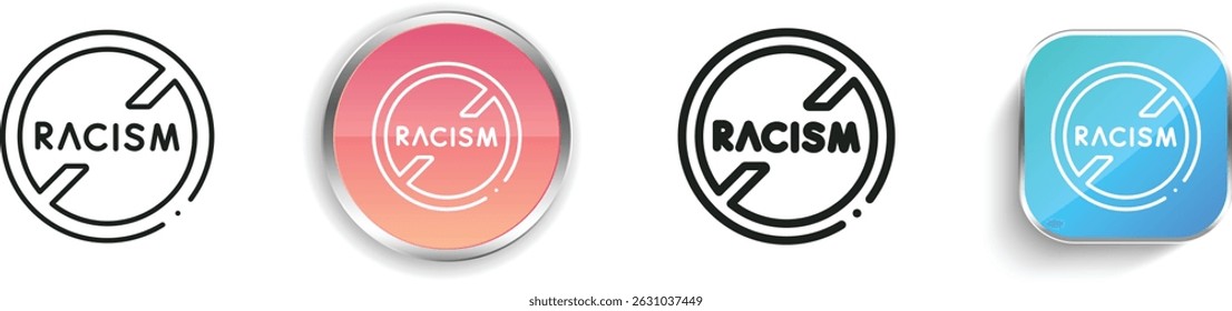 kein Rassismus-Symbol. Design mit dünnen Linien, regelmäßigen Linien und Schaltflächen einzeln auf weißem Hintergrund