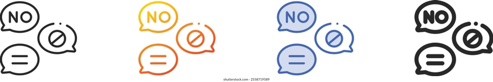 no racism icon.Thin Linear, Gradient, Blue Stroke and bold Style Design Isolated On White Background