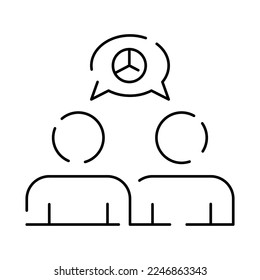 No racism line icon. Group bullying icon, bully persecution, harassment and hate attack, social blame, accuse victim, thin line symbol on white background, social issue 