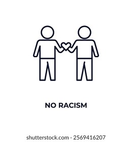 no racism outline icon. Linear vector from people concept. Thin line no racism icon isolated on white background