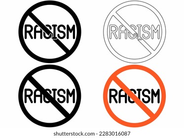 no racism sign set isolated on white background