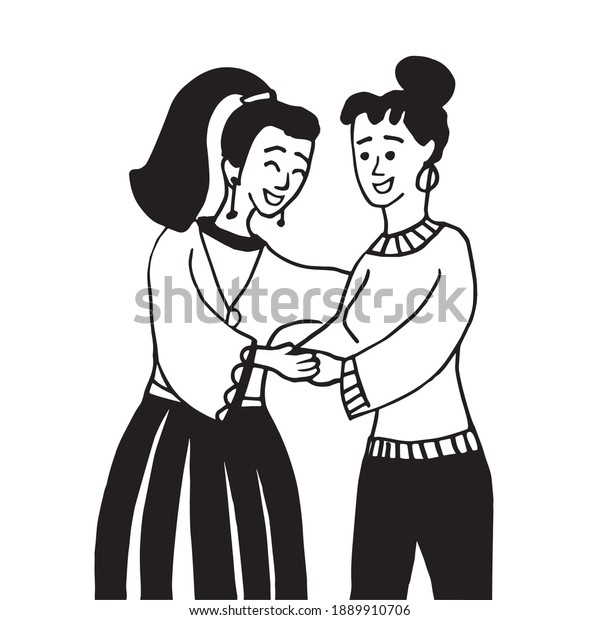 No Racism Two Girls Hug Each Stock Vector Royalty Free