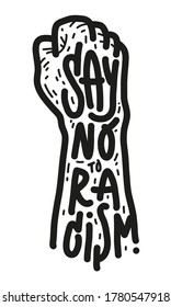 No racism. Vintage typographic banner design. Vector Illustration.