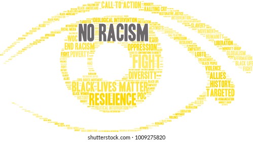 No Racism word cloud on a white background. 