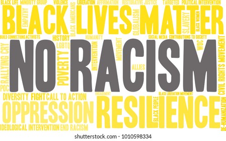 No Racism word cloud on a white background. 