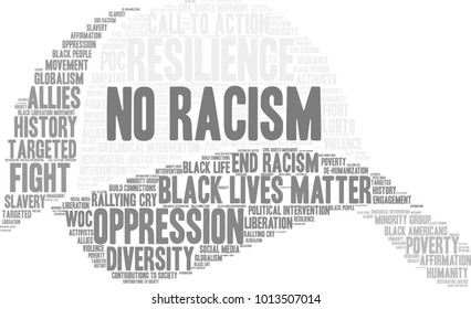 No Racism word cloud on a white background. 