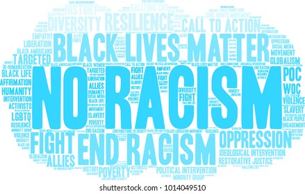 No Racism word cloud on a white background. 