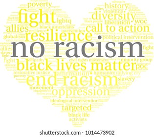 No Racism word cloud on a white background. 