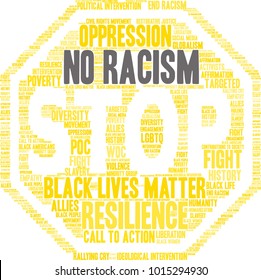 No Racism word cloud on a white background. 