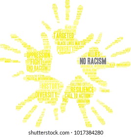 No Racism word cloud on a white background. 