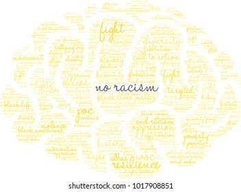 No Racism word cloud on a white background. 