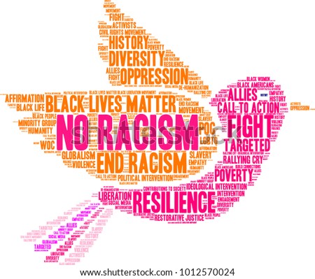 No Racism word cloud on a white background. 