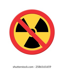 no radiation icon, no nuclear sign with red crossed out circle, vector symbol