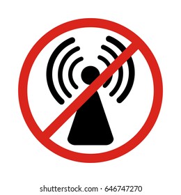 No radio waves warning sign. Vector illustration. 