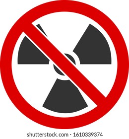 No radioactive vector icon. Flat No radioactive pictogram is isolated on a white background.