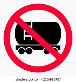 No rail tank car. Prohibition on railway tank car. Movement prohibited railway tank. Vector icon.