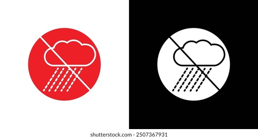 No rain icon flat line symbol set.