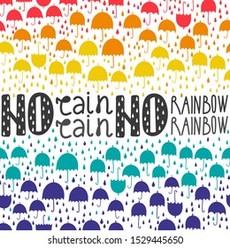 No Rain No Rainbow Colorful Quote Stock Vector (Royalty Free ...