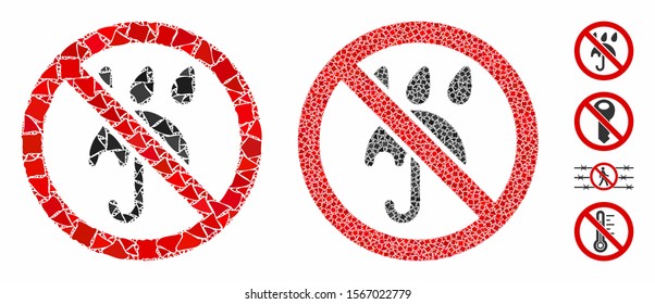 No rain umbrella composition of rugged pieces in various sizes and color hues, based on no rain umbrella icon. Vector uneven pieces are united into composition.
