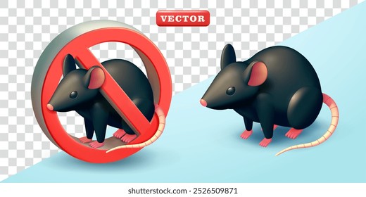 Sem rato, vetor 3d. Adequado para elementos de design e atenção