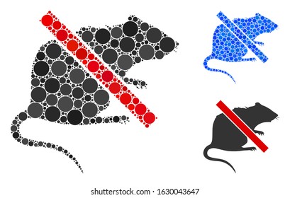 No rat composition of spheric dots in various sizes and shades, based on no rat icon. Vector circle elements are organized into blue composition. Dotted no rat icon in usual and blue versions.