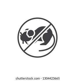No rat pests vector icon. filled flat sign for mobile concept and web design. Stop mouse animal simple solid icon. Symbol, logo illustration. Pixel perfect vector graphics