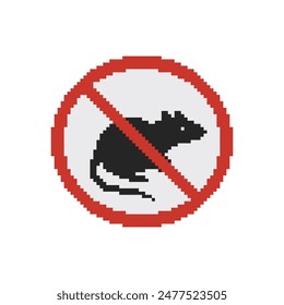 No rats, pixel art sign. 