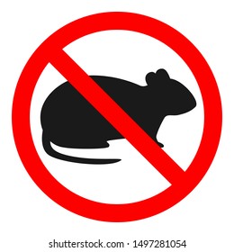 NO RATS sign. NO RODENTS symbol. Exterminator emblem. Vector icon.