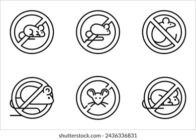 No rats vector icon set. Vector illustration on white background