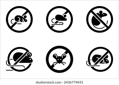 No rats vector icon set. Vector illustration on white background