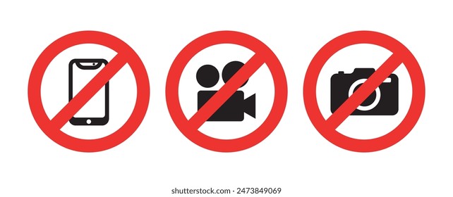 no record no filming no photograph icon sign symbol prohibition vector illustration